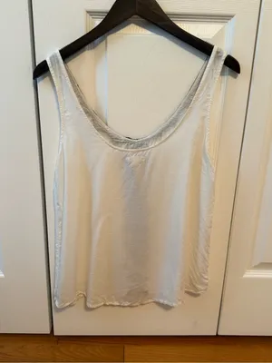Aerie White and Black Lace Trim Tank thumbnail 3