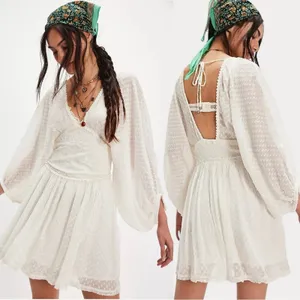 Free People Bohemian Ethereal Cottage Sweet Dreams Mini Dress in Tofu Medium thumbnail 11