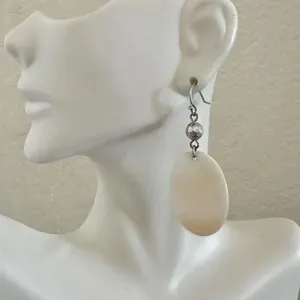 Mother of Pearl oval drop earrings thumbnail 3