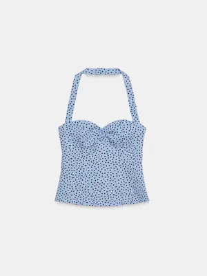 Women’s Light Blue Polka Dot Halter Top thumbnail 4