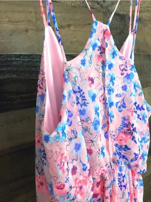 My Story Pink Floral Midi Dress with Blue Floral Print thumbnail 6