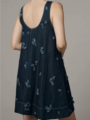 Anthropologie The Keiko Embroidered Denim Mini Dress by Maeve NWT Size: XXS thumbnail 4