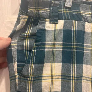 J.Crew Favorite‎ Fit Plaid Cropped Pants Womens 14 Blue Yellow Cotton Coastal thumbnail 2