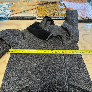 Vince Shawl Collar Asymmetrical Zip Wool Blend Lambskin‎ Trim Tweed Ines Coat XS thumbnail 13