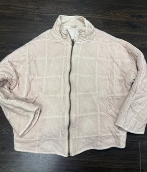 POL Clothing Cream Quilted Full-Zip Bomber Jacket - Size Small thumbnail 1