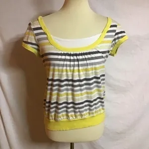 VTG Y2K fun bright striped top Yellow thumbnail 5