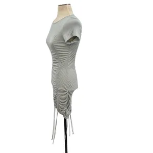 Urban Outfitters‎ Lioness Eyes For You Ruched Mini Dress Short Sleeve Gray XS thumbnail 7