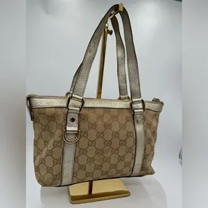 GUCCI Silver Trim Canvas Tote Bag thumbnail 2
