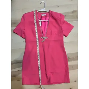 Anthropologie Rumored NWT Women Small Pink Crystal Bow Disco Mini Dress thumbnail 10