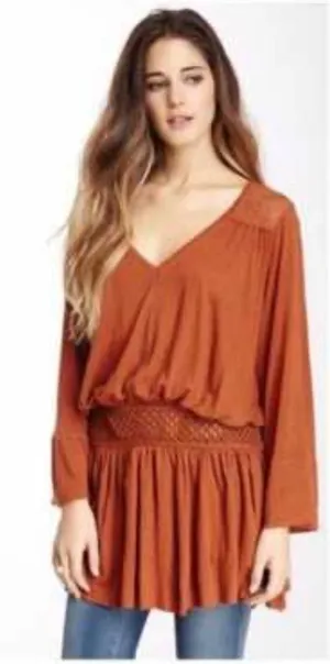 Free People Moonlight Romantic Tunic Rust Copper‎ Size Medium thumbnail 1