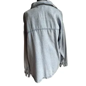 Pink Rose Chambray Shirt Women's M 100% Lyocell Oversized Button Down Coastal thumbnail 4
