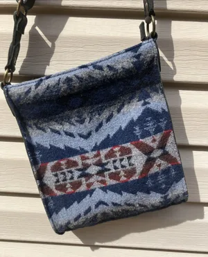 Pendleton Crossbody Small Wool Purse Satchel Handbag Wallet‎ Aztec Blue thumbnail 1
