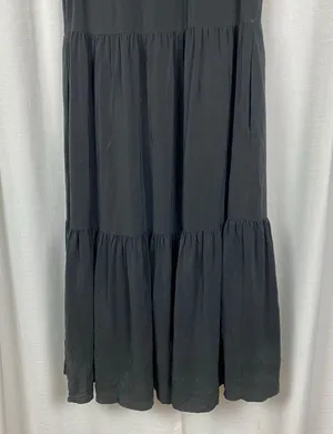 Equipment Femme Black Silk Allix Tiered Button Front Midi Dress Sz.M thumbnail 12