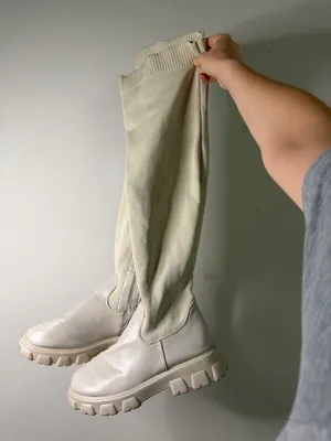 Women’s Cream Over-the-Knee Chunky Sole Boots thumbnail 1