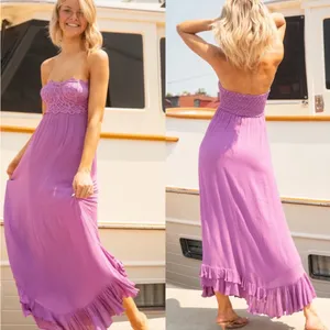 Free People Lavender Strapless Lace Maxi Dress thumbnail 2