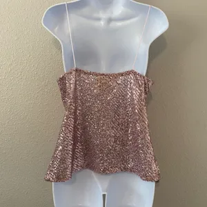 Pink Sequin Top Medium Y2K McBling 2000s Fairy Festival Club‎ Rave Draped Girly thumbnail 2