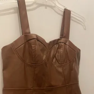 2/$30 A new day faux leather brown leather dress with bodice size small thumbnail 4