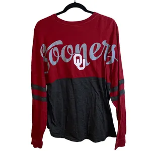 Pressbox OU Sooners Crimson & Black/Gray Long‎ Sleeve Oversized Top thumbnail 2