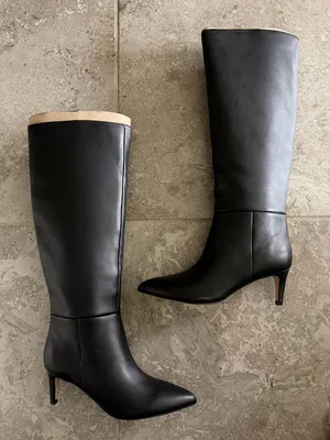 Calvin Klein Garry Leather Knee-High Pointed-Toe Boots in Black, Size 6, NEW thumbnail 2