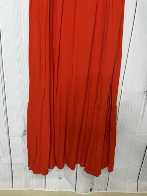 Mittoshop Sleeveless Pleated Maxi Sundress Sz L Spaghetti Straps Orange thumbnail 7
