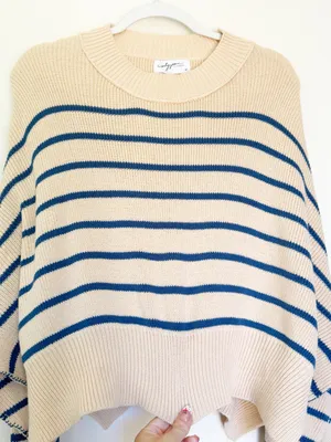 NEW CARLY JEAN LOS ANGELES CJLA Avila Cropped Sweater Blue Stripe XL thumbnail 2