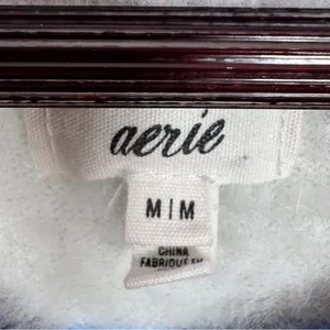 Aerie Flurry Rugby Stripes Fuzzy Oversized Crew Neck Sweater Blue Green Medium‎ thumbnail 12