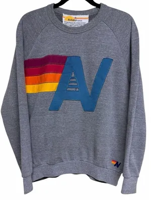 Aviator Nation Logo Stitch Sweatshirt Heather Gray Size Medium‎ thumbnail 1