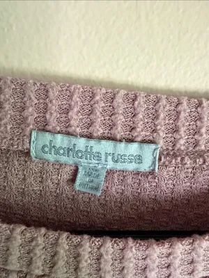 Charlotte Russe Dusty Mauve Waffle-Knit Long Sleeve Crop Top thumbnail 2