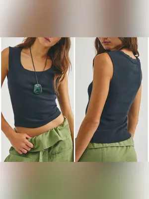 NWT Free People We The Free Ballad Reversible Tank - black - large *IR* thumbnail 2