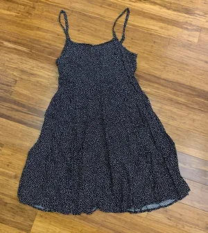 Gap Black White Polka Dot Smocked Bodice Spaghetti Strap Mini Dress Size Small‎ thumbnail 1