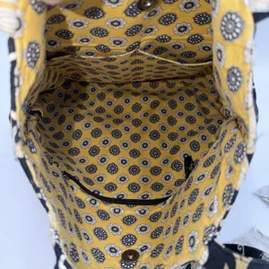 Vera Bradley Yellow Bird Tote Shoulder Bag Black Yellow Quilted Floral Purse thumbnail 4