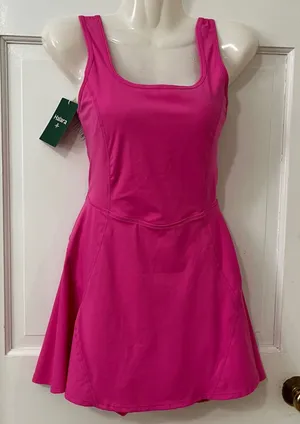 Halara SoftlyZero Airy U Neck 2 in 1 Pocket Mini Dress XS Pink Tennis Golf New thumbnail 1