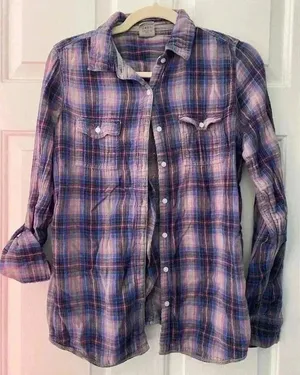 Pink Victoria's Secret plaid button‎ down long sleeve shirt size M thumbnail 1