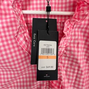 Tommy Hilfiger Women's Long Sleeve Ruffle Plaid Button Front Blouse Sz S thumbnail 3