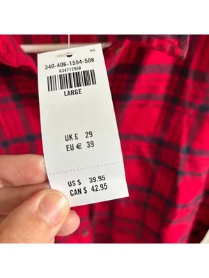 Hollister NWT Women's Red Black Plaid Button Up Flannel Shirt Size L thumbnail 4