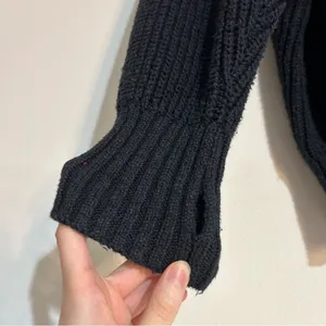 Aerie Offline Chillside Quarter Zip Sweater Cotton Black Large Cozy Loungewear thumbnail 3