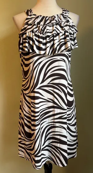 Enfocus‎ Studio Zebra Print Halter Neck Ruffle Dress 12 Y2K boho whimsi animal thumbnail 1
