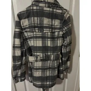 Joujou Womens Grey Plaid Double‎ Breasted Belted Peacoat Jacket Size M Y2K thumbnail 5