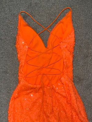 Amarra Orange Sequin Homecoming Dress Size 4 thumbnail 4