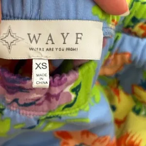 WAYF Blue Floral Ruched Drawstring Mini Skirt Size XS thumbnail 4