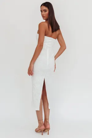 New Selfie Leslie Saints & Secrets Bia Strapless Embroidered Midi Dress Size Small thumbnail 2