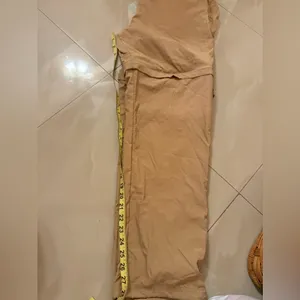 WOMENS Long CONVERTIBLE In Short HIKING PANTS Beige Large Pocket Elastic Tie thumbnail 4