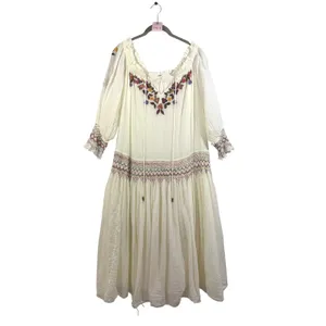 Free People Natural Harvest Moon Maxi Dress Ivory Embroidered Boho L thumbnail 4