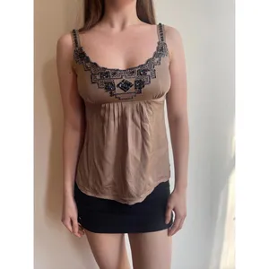 Elie Tahari Geometric Beaded Embroidered Babydoll Cami Top thumbnail 2