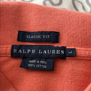 EUC Women’s Ralph Lauren Coral Polo Shirt Size L thumbnail 3