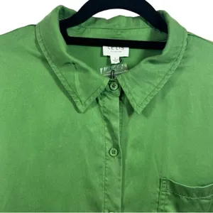 NWT Le Lis‎ Button Down Long Sleeve Blouse Top Kelly Green L thumbnail 6
