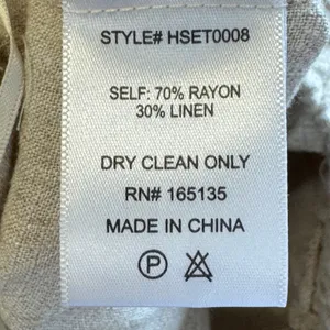 HERSY Beige Linen Blend Wide Leg Drawstring Pants HSET0008 Small Summer Relaxed thumbnail 7