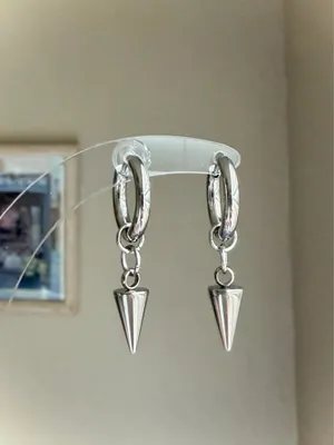 Handmade fully stainless steel spike hoop earrings💫🌀 thumbnail 2