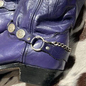 Vintage Purple Real Leather Cowboy Boots Festival Rave‎ Burning Man T1 thumbnail 3