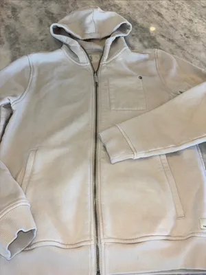 Vuori Cream Zip Hoodie with Minimal Logo thumbnail 1